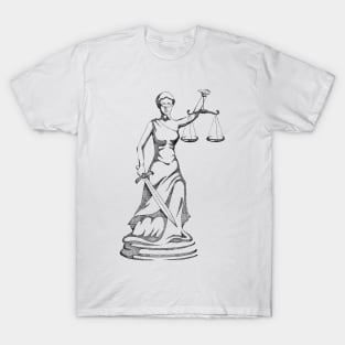 Hand drawn god of the law and order Themis using dotwork T-Shirt